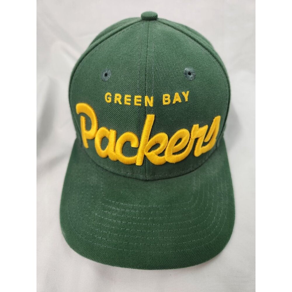 Green Bay Packers New Era 59Fifty Snapback Hat Green Script Retro Side Logo